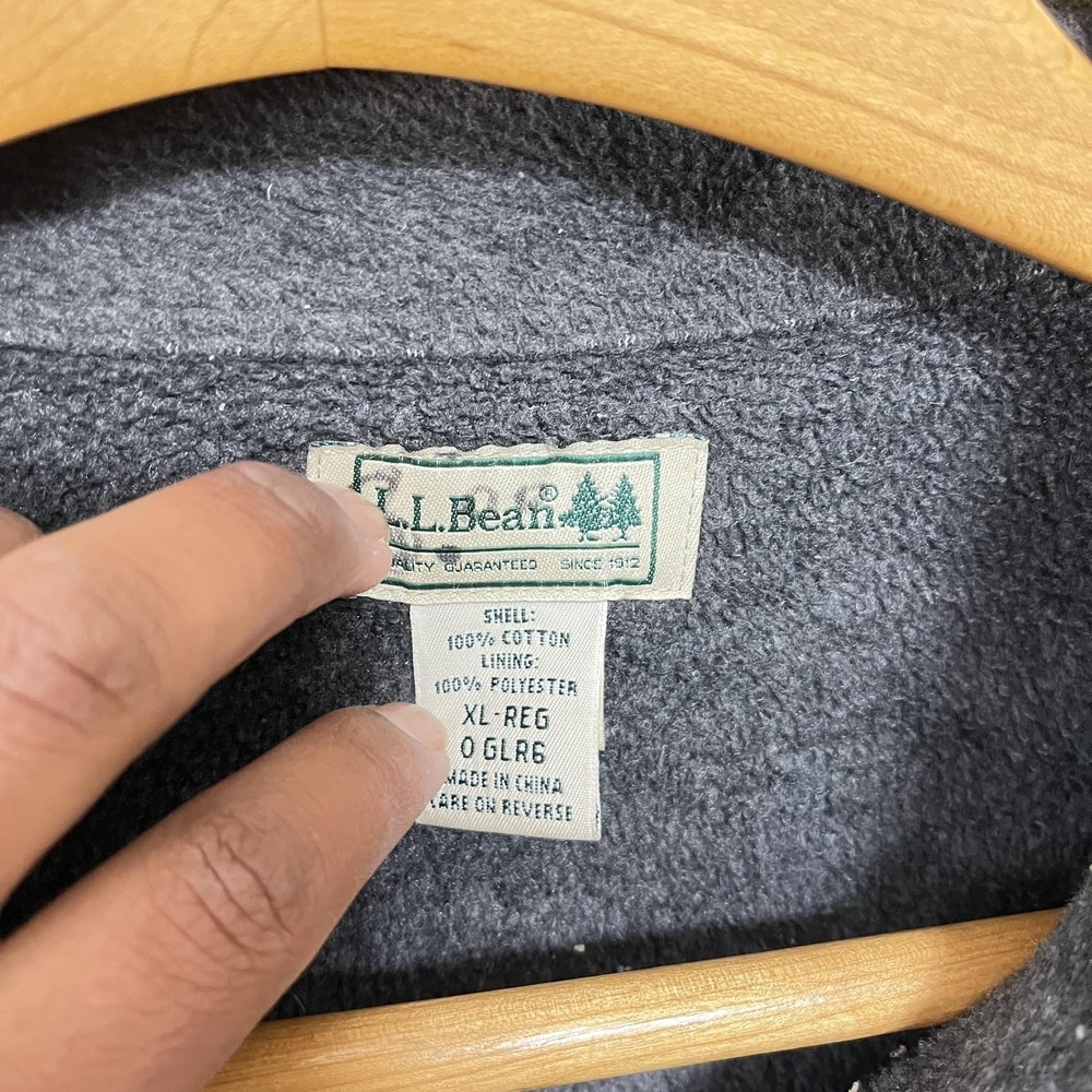 LL Bean Flannel Shacket Jacket Mens XL Green Plaid Fleece Lined Shirt Outdoor - Picture 3 of 5